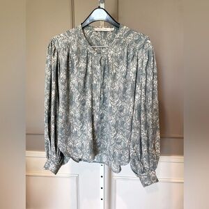 Bishop + Young Anthropologie Floral Abstract Medium Blouse balloon sleeve top